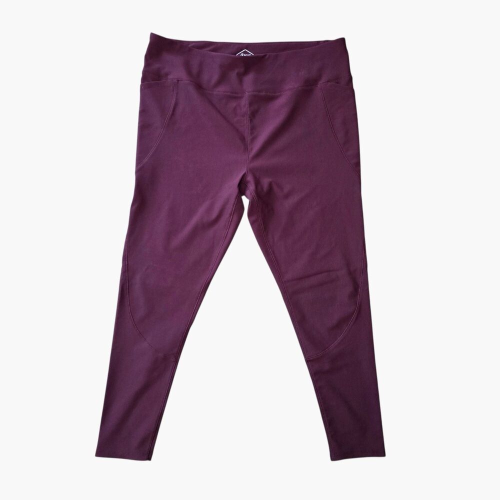 ASICS Womens 2XL Purple High Waisted Activewear Leggings Ribbed Stretch